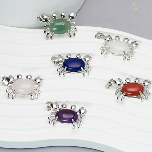 6 Pieces Crab Pendants Crystal Natural Stone Alloy Crab Charm for Jewelry Making Necklace - color: 6pcs Crab Pendants