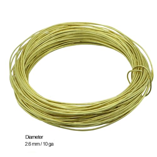 10 Gauage(2.6 mm) 1 Pound 30 ft Spool Brass Wire for Jewelry Making, Beading,Yellow Brass, Round, Dead Soft - size: 10 Gauage(2.6 Mm),1 Pound