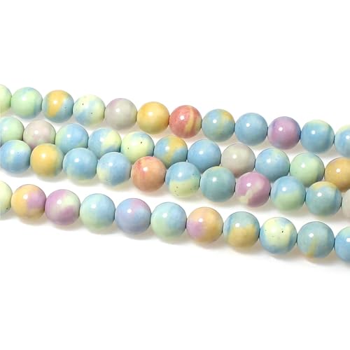 MJDCB Natural Stone Beads 10mm 35pcs Round Rainbow Stone Loose Gemstone Bead Charms for Jewelry Making Bracelet Necklace Earring Pendant - color: Rainbow Stone, size: 10mm
