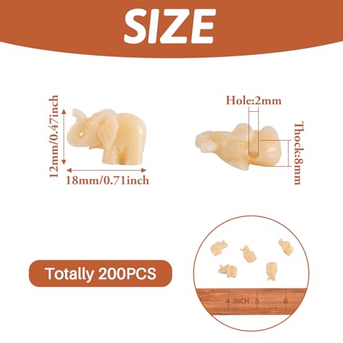 Craftdady 200Pcs Resin Elephant Spacer Beads Carved Animal Lucky Charm Beads 18x12mm for Jewelry Craft Making (Beige) - color: Beige Elephant
