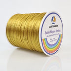 LUSTEMBER 330 Feet Satin Nylon String, 1 mm Silky Smooth Durable Nylon Cord for Jewelry Making, Bracelets, Beading, Necklaces, Macrame, Kumihimo, Rattail, and Chinese Knot Craft - size: Gold