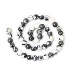 45PCS 8mm Natural Black White Zebra Jasper Gemstone Round Loose Beads Crystal Energy Stone for DIY Jewelry Making 1 Strand 15" - color: Black White Zebra Jasper, size: 8mm