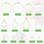 200PCS Earring Making Kit - Beading Hoop Finding, Open Hoops Bulk Wire for DIY Jewelry Craft Supplies - Teardrop and Round