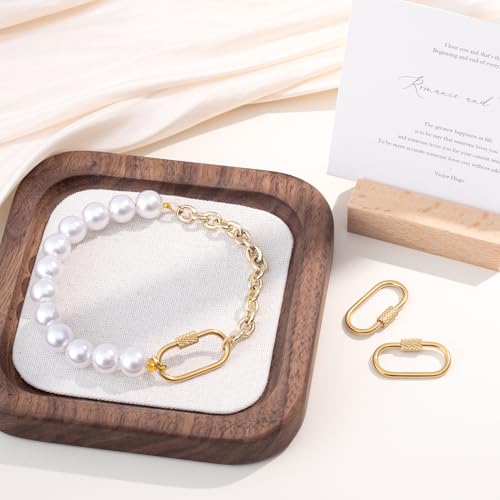 2 Pcs Locking Carabiner Small, Oval Jewelry Carabiner, Gold Carabiner Clasp, Metal Carabiner Necklace for DIY Necklace Bracelets Jewelry Making Hook (Gold) - color: 2 Pcs-Gold, Style1