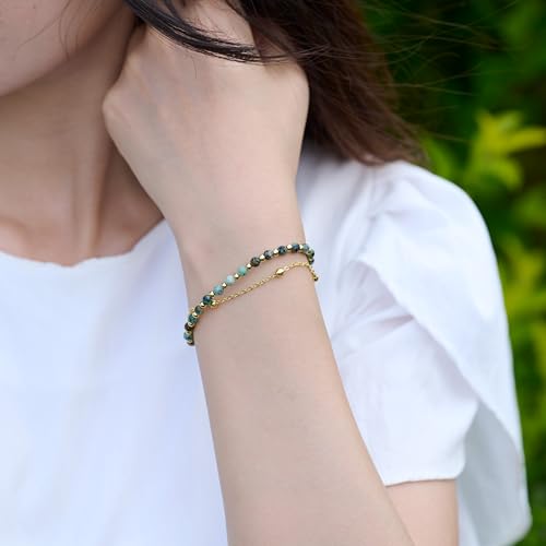 Farfume Crystal Bracelet Beaded Bracelets 4mm Natural Stone Beads Gemstone Handmade Jewelry Valentine's Day Gifts - color: African Turquoise-Grounding & Harmony