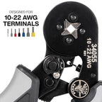 Klein Tools 34055 Ferrule Crimping Tool, Square Crimper Pliers for 10 to 22 AWG Wire Terminals, Built-In Adjustable Ratchet, for Electrical Work - size: Square Crimper
