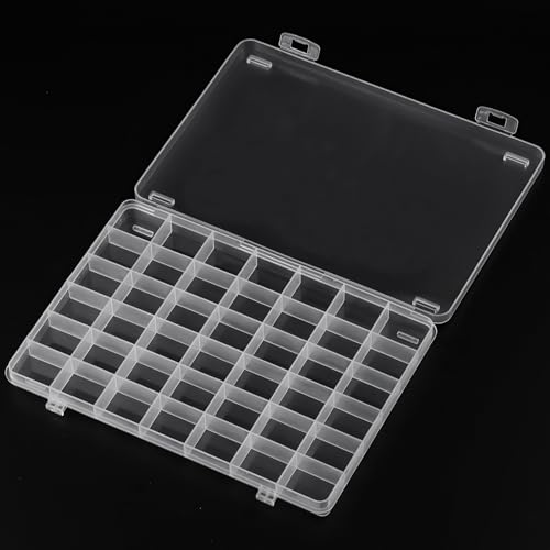 SUTOKAKA 1Pc 42 Grids Clear Plastic Jewelry Organizer Box Large Bead Storage Container with Non-Adjustable Dividers Small Parts Compartment Organizer for Washi Tapes Crafts Screws Sewing Threads - size: 42