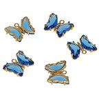 Crystal Zirconia Gold Plated Brass Charms for Jewelry Making Bracelet Necklace Earring Pendant Craft Supplies DIY Accessories - color: Butterfly-Blue-5Pcs
