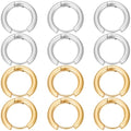 SUNNYCLUE 1 Box 24Pcs 2 Colors Real 18K Gold Plated Gold Silver Huggie Earrings Stainless Steel Huggie Hoops Bulk Leverbacks Findings Metal Round Ear Hoops for Jewelry Making DIY Crafts Women Supplies - style: Chic