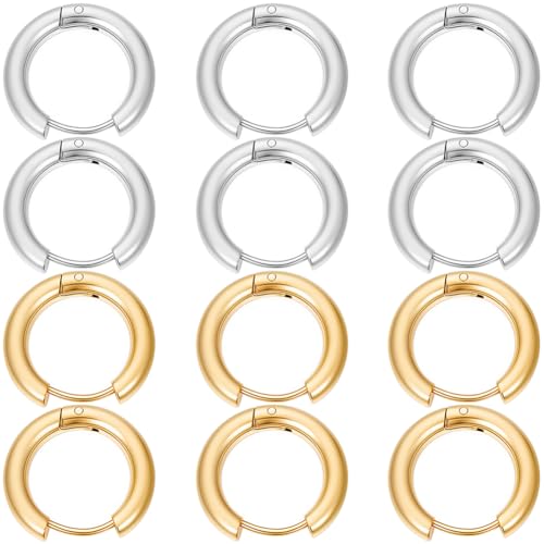SUNNYCLUE 1 Box 24Pcs 2 Colors Real 18K Gold Plated Gold Silver Huggie Earrings Stainless Steel Huggie Hoops Bulk Leverbacks Findings Metal Round Ear Hoops for Jewelry Making DIY Crafts Women Supplies - style: Chic