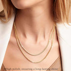 3PCS Gold Necklaces for Women,Chunky Statement Gold Plated Necklace Stack Layered Sterling Silver Herringbone Chains for Women Dainty Trendy Silver Chains Stacked Jewelry Gifts - color: gold rope necklace set