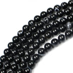 MJDCB Natural Black Striped Agate Round Loose Beads for Jewelry Making DIY Bracelet Necklace (4mm) - color: Black Striped Agate, size: 4mm