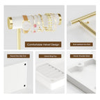 SZQINJI 5 Tier Jewelry Holder Organizer, Gold Jewelry Stand with Velvet Bracelet Holder, Adjustable Height Jewelry Display for Necklaces, Bracelets, Earrings, Rings, Gift Idea for Women, White - color: White
