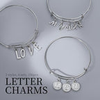 LEOBRO Letter Charms, 376 Pcs Silver Charms for Keychain Making, Bracelet Necklace Charm & Jump Rings, Jewelry Making Supplies, Silver - color: Silver