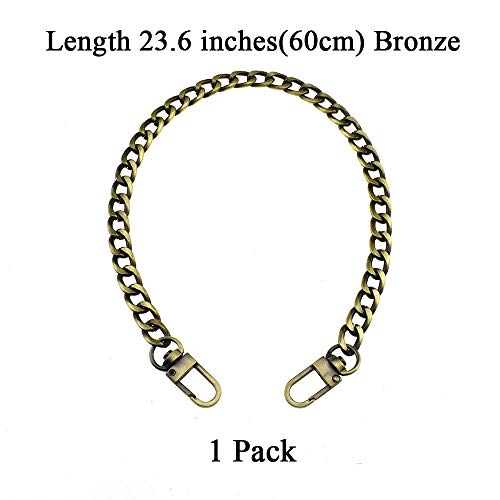 HAHIYO Purse Chain Strap 23.6 inches Bronze Shoulder Cross Body Sling Purse Handbag Clutch Replacement Comfortable Flat 0.4' Wide Enough 2.4mm Extra Thick Metal 1 Pack - size: Bronze 23.6 inches