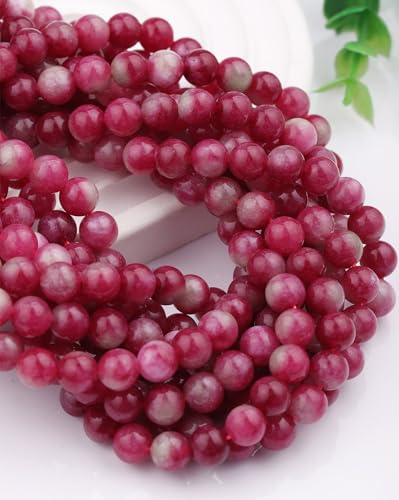 Natural Stone Beads Watermelon Tourmaline 8mm Polished Round Smooth Gemstone Beads for Jewelry Making Supplies 15 Inch(45 Beads) - color: Watermelon Tourmaline 8mm-45pcs