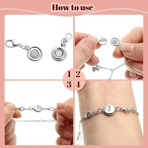 Magnetic Necklace Clasps, 925 Silver Jewelry Closures, Chain Extender Connectors, 8 Pack (8pcs Golden A) - color: 8pcs golden A