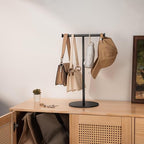 niffgaff T Bar Purse Display Stand Tabletop: Adjustable Height Handbag Holder, Countertop Hanging Rack for Long Necklace Scarf Lanyard, Black - color: Black
