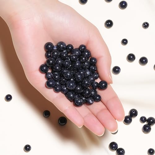6mm Natural Blue Sandstone Gemstone Beads Polished Round Smooth Stone Beads for Bracelets Jewelry Making 15inch Loose Beads - color: Blue Sandstone, size: 6mm