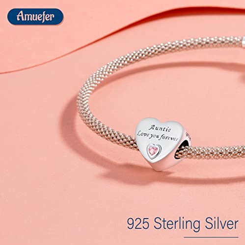 Mothers Day Birthday Number Love Family Friendship Graduation Auntie Grandma Dad Mom Charms for Pandora Bracelets Necklaces, Gifts Women, for Anniversary Valentines Christmas - style: Auntie Charm