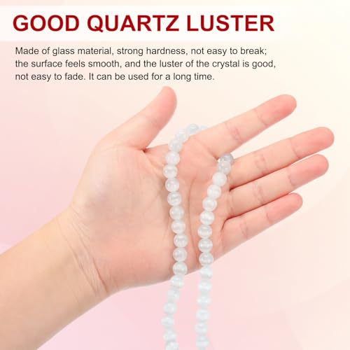 PATIKIL 8 mm Natural Clear Quartz Loose Beads, 2 Strands Crystal Round Stone Strand Beads Gemstone Loose Bead Spacer Beads for Jewelry Making DIY Necklace Bracelet, White - color: White, size: 8 mm