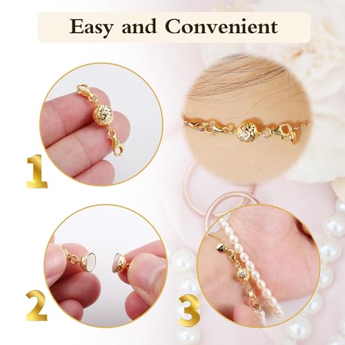 14K Gold Magnetic Necklace Clasps and Closures 925 Sterling Silver Magnetic Jewelry Clasps for Necklaces Bracelet Extender Double Lobster Clasp - color: E-14K Gold