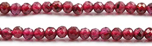 2 Strands Natural Stone Beads Garnet Gemstone Faceted Loose Beads for Jewelry Making Necklace Length 15" Size 2mm - size: 2 mm