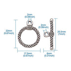 Craftdady 20 Sets Mixed Color 22mm Tibetan Style Alloy Ring Toggle Clasps for DIY Jewelry Making Crafting - color: Antique Silver, Gunmetal, Gold, Red Copper