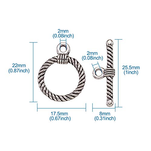 Craftdady 20 Sets Mixed Color 22mm Tibetan Style Alloy Ring Toggle Clasps for DIY Jewelry Making Crafting - color: Antique Silver, Gunmetal, Gold, Red Copper