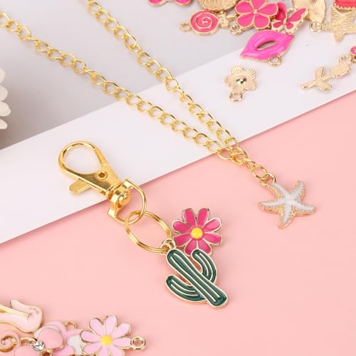 acDesign 200Pcs Charms for Jewelry Making，Mixed Metal Charm Necklace Kit for DIY Necklace Bracelet Making (10 Colors)