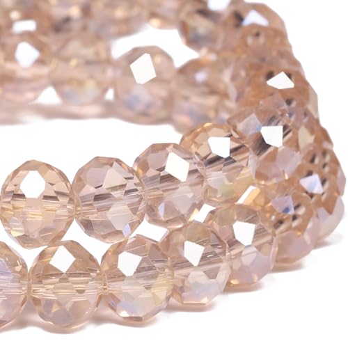 Songxi 6mm Faceted Rondelle Glass Beads for Jewelry Making 240PCS, Crystal Glass Beads DIY Arts and Crafts, for Bracelet Necklace, Birthday Gifts for Women (Champagne AB Color) - color: Champagne AB Color, size: 6mm