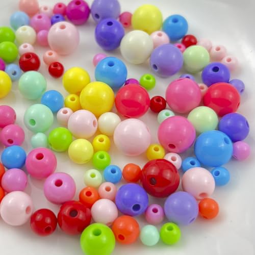 120Pieces 12MM Acrylic Round Beads Round Acrylic Balls Chunky Beads Smooth Spacer Plastic Pastel Beads Craft Beads for Necklace and Bracelet Making Crafting Supplies(179-pale Pink) - color: 179-pale pink, size: 12MM