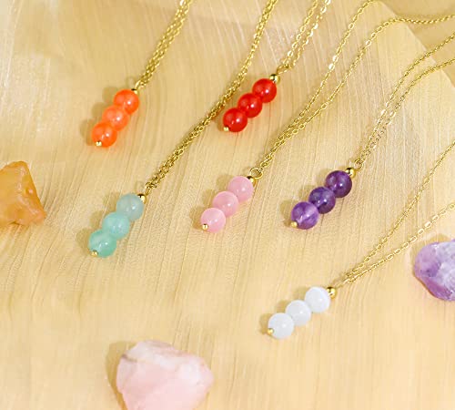 SmileBelle Crystal Necklace, Jade Necklace for Women as Anniversary Birthday Mothers Day Gifts for Women 14k Gold Black Tourmaline as Birthstone Jewelry for Girls Dainty Crystal Jewelry - color: Red Carnelian