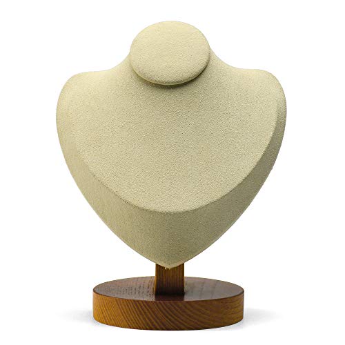 Oirlv Premium Wood Necklace Display Stand Jewelry Showcase Display Bust Chain/Pendant Holder(5.71" W x 7.29" H) (Creamy-white) - color: Creamy-white