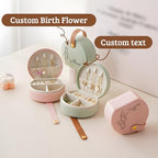 Personalized Travel Jewelry Case, Custom Leather Customized Jewelry Organizer Box w/Name & Birth Flower Month - Birthday Gifts for Women Mom Jewelry Travel Case - style: 03-Birthflower