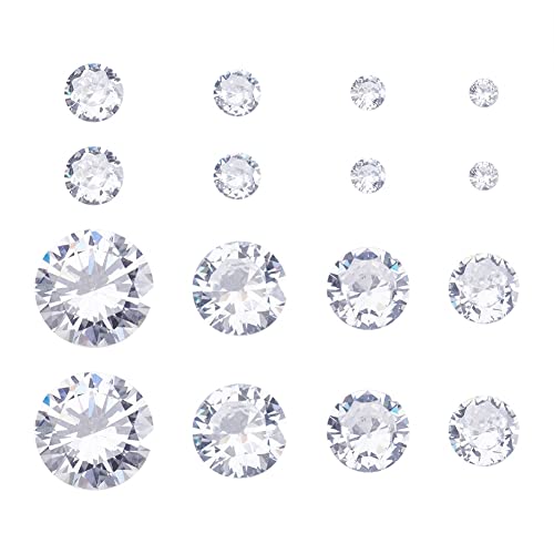 Fashewelry 230 pcs 8 Sizes Cubic Zirconia Cabochons Crystal Round Pointed Back Faceted Diamond Loose Stone 2.5mm/3mm/4mm/5mm/6mm/7mm/8mm/10mm for for Nail Art Replacing Jewelry - color: Clear, size: 2.5-10mm