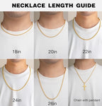 2.5mm/3mm/4mm Silver/Gold Stainless Steel Wheat Chain Necklace Jewelry for Men Women - size: 24 Inches, style: 3mm-Gold