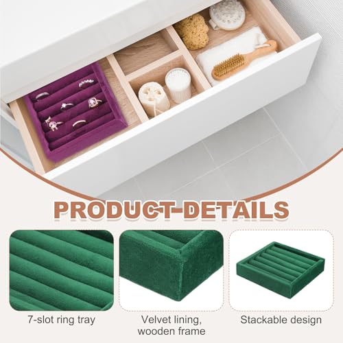 uxcell Stackable Jewelry Storage Tray, Jewelry Tray Drawer Organizer, Small Display Box for Earrings, Necklaces, Rings and Bracelets, Dark Green - color: Dark Green