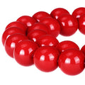 RUBYCA Round Opaque Painted Druk Czech Glass Beads Bulk Jewelry Making Supplies Strand (Red, 4mm) - color: Red, size: 4mm