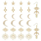 Brass 18k Gold Plated Charms Brass Pave Cubic Zirconia Charms Real 18k Gold Plated Charm Assorted Crystal Sun Star Moon Charm for Bracelet Earring Jewelry Making - size: 15mm