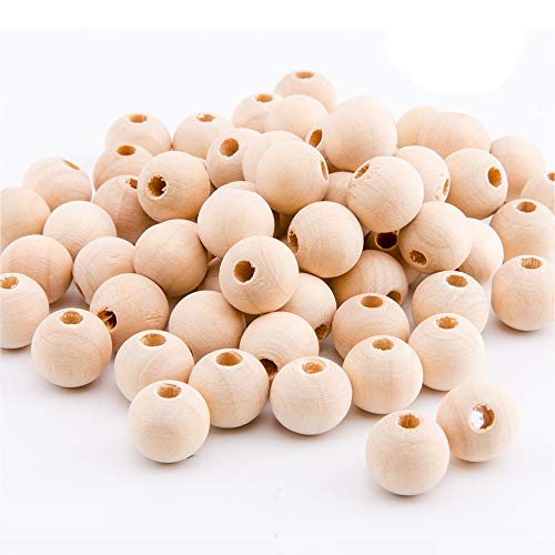 200Pcs 14mm Wood Beads Round Wooden Spacer Beads Unfinished Natural Wood Loose Beads - size: 14