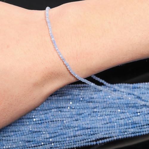 Song Xi 180pcs 2mm Natural Aquamarine Gemstone Beads Faceted Round Loose Stone Beads for Jewelry Making - color: Aquamarine, size: 1.9-2.4mm