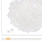 uxcell 2000 Pcs Glass Seed Beads Bulk, 3mm Mini Loose Glass Bugle Beads for DIY Earrings, Necklaces, Bracelets, Jewelry Making, Clear - color: Clear, size: 3mm