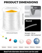 2 Rolls FIVEIZERO Elastic Bracelet String Cord – 0.4/0.5/0.6/0.7/0.8/1mm Clear Stretchy Bead Cord, 218 Yards Total for Bracelets, Necklaces, Beading, and Jewelry Making - size: 1mm Round Crystal Clear (2 Pack)