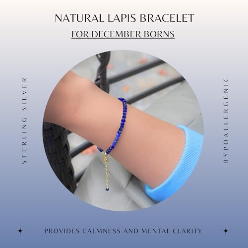 Faceted Bracelet for Women, Certified 925 Sterling Silver with 18K Gold Vermeil Healing Crystal Bracelets for Women - Crystals and Healing Stone Bracelet Women Jewelry for Gift - color: Lapis Lazuli