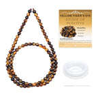 Natural Stone Beads Round Genuine Real Stone Beading Strand Loose Gemstones DIY Smooth Bead for Bracelet Necklace Earrings Jewelry Making (Yellow Tiger's Eye, 4mm 90 Pieces) - color: Yellow Tiger's Eye, size: 4mm 90pcs