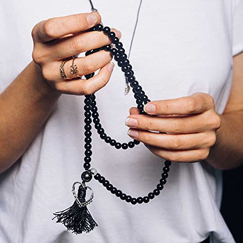 Ecally 300 Pieces Black Matte Onyx Beads Natural Black Agate Round Frosted Onyx Gemstone Loose Beads for Bracelet Necklace Jewelry DIY Making(6 mm) - size: 6mm