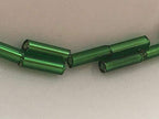 Czech Bugle Beads 40 gr / 1.4 oz Glass Tube Size #3 7mm (Green Silver Lined) - color: Green Silver Lined