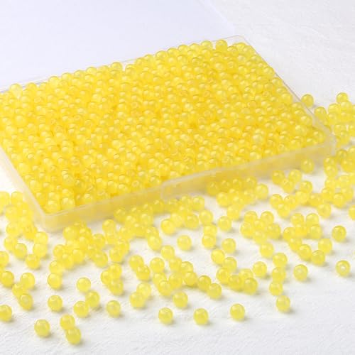 500Pcs Yellow 6mm Glass Beads for Bracelets Necklace, Round Glass Crystal Beads for Bracelet DIY Crafts Jewelry Making Kits Earring Necklaces (Yellow) - color: Yellow
