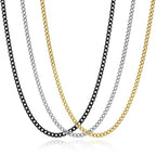 3 Pcs Cuban Link Chain Necklace for men, 4mm Stainless Steel Silver Black and 18K Gold Plated Chains Necklace men Women, 18"/22"/26"/30 Inches - size: 26 Inches